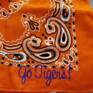 Handmade Embroidered Clemson Tigers Bandana Orange Team Rag